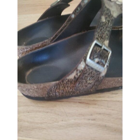 Birkenstock Gizeh Thong Sandal Sz 9/9.5 EU 40 Womens Metallic Gold Brown - Picture 7 of 14